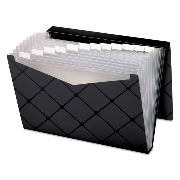 Pendaflex® Poly Expanding File, 1.5" Expansion, 13 Sections, Cord/Hook Closure, 1/12-Cut Tabs, Letter Size, Black (PFX39624BLA) Each