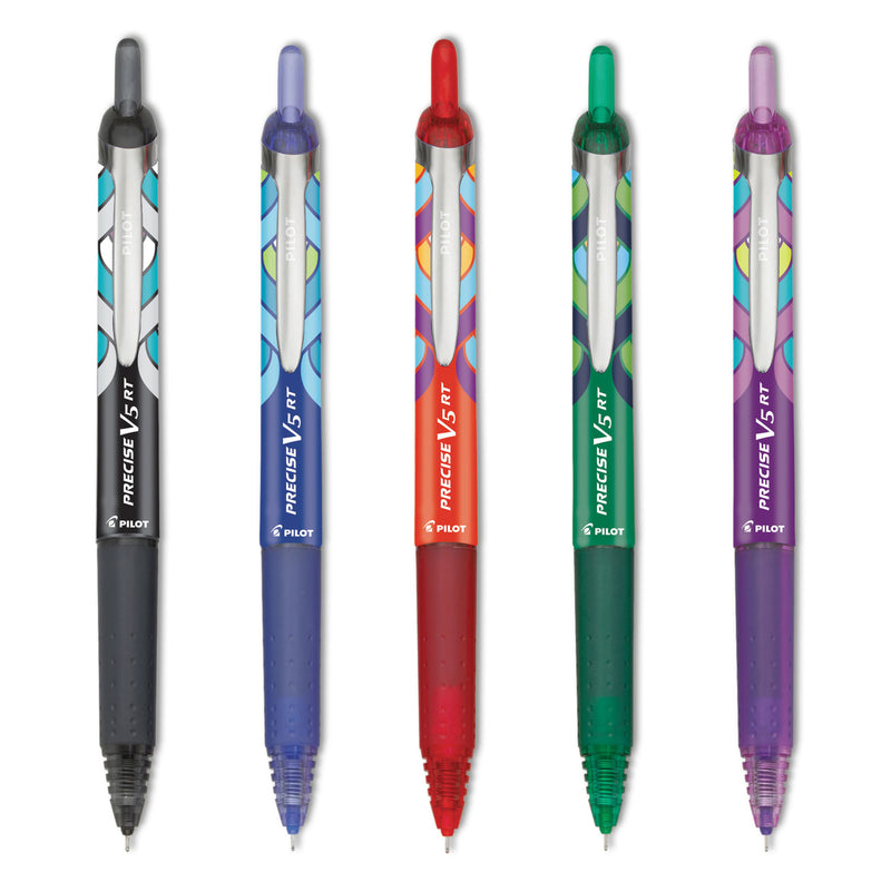 Pilot Precise V5RT Retractable Roller Ball Pen, Precision Point, Assorted, .5mm, 5/Set (PIL41980) Set of 5