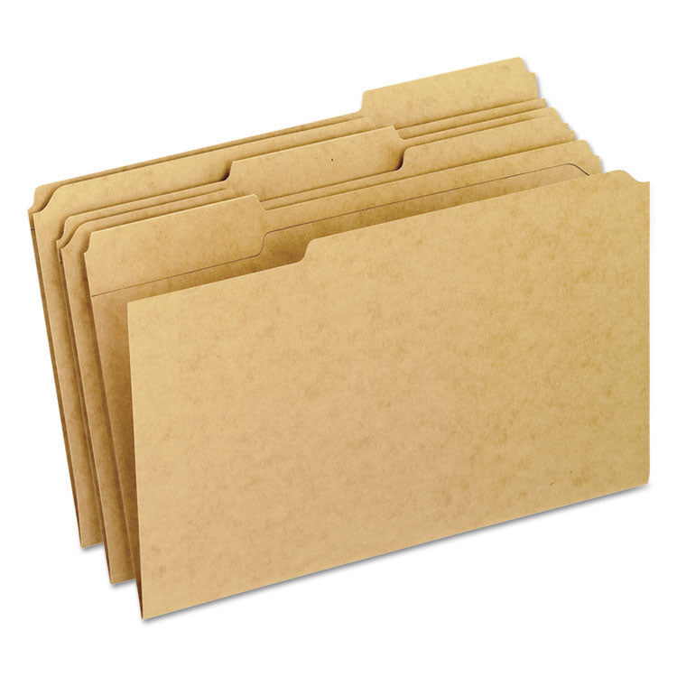 Pendaflex® Dark Kraft File Folders with Double-Ply Top, 1/3-Cut Tabs: Assorted, Legal Size, 0.75" Expansion, Brown, 100/Box (PFXRK15313)