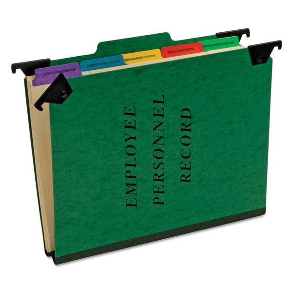 Pendaflex® Hanging-Style Personnel Folders, 5 Dividers with 1/5-Cut Tabs, Letter Size, 1/3-Cut Exterior Tabs, Green (PFXSER2GR) Each