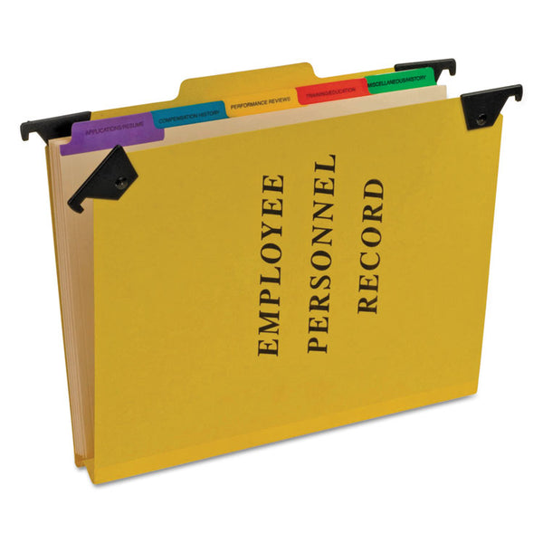 Pendaflex® Hanging-Style Personnel Folders, 5 Dividers with 1/5-Cut Tabs, Letter Size, 1/3-Cut Exterior Tabs, Yellow (PFXSER2YEL) Each