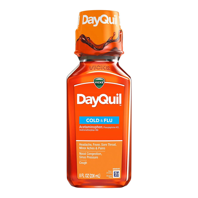 DayQuil® Cold & Flu Cold and Cough Relief 325 mg - 10 mg - 5 mg / 15 mL Strength Liquid 8 oz. (829815_EA) 1/EA