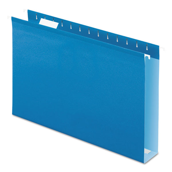 Pendaflex® Extra Capacity Reinforced Hanging File Folders with Box Bottom, 2" Capacity, Legal Size, 1/5-Cut Tabs, Blue, 25/Box (PFX4153X2BLU) Box of 25