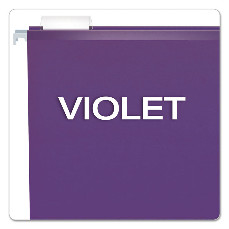 Pendaflex® Colored Reinforced Hanging Folders, Letter Size, 1/5-Cut Tabs, Violet, 25/Box (PFX415215VIO)