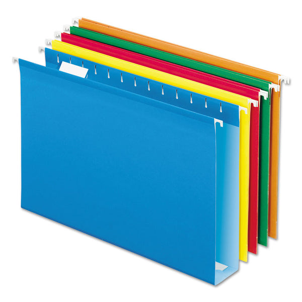 Pendaflex® Extra Capacity Reinforced Hanging File Folders with Box Bottom, 2" Capacity, Legal Size, 1/5-Cut Tabs, Assorted Colors,25/BX (PFX4153X2ASST) Box of 25