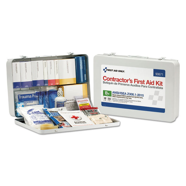 First Aid Only™ Contractor ANSI Class B First Aid Kit for 50 People, 254 Pieces, Metal Case (FAO90671) 1 Kit