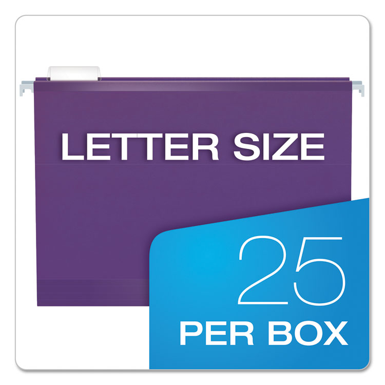 Pendaflex® Colored Reinforced Hanging Folders, Letter Size, 1/5-Cut Tabs, Violet, 25/Box (PFX415215VIO)