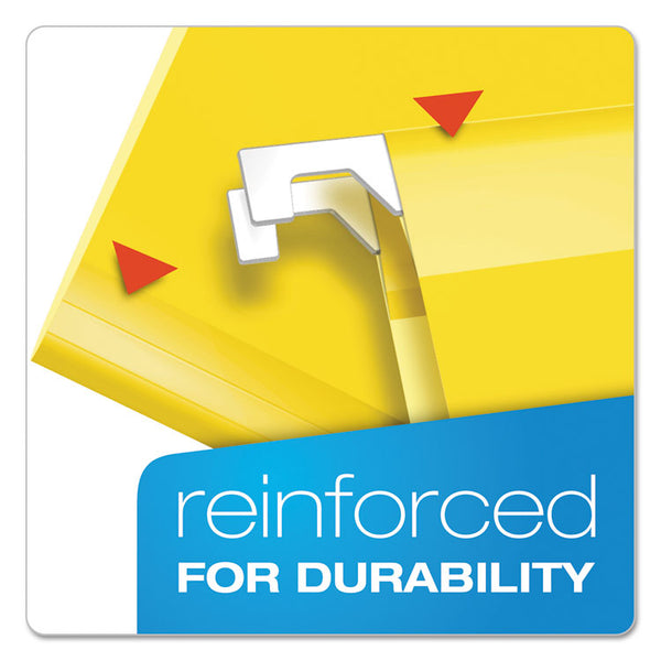 Pendaflex® Colored Reinforced Hanging Folders, Letter Size, 1/5-Cut Tabs, Yellow, 25/Box (PFX415215YEL)