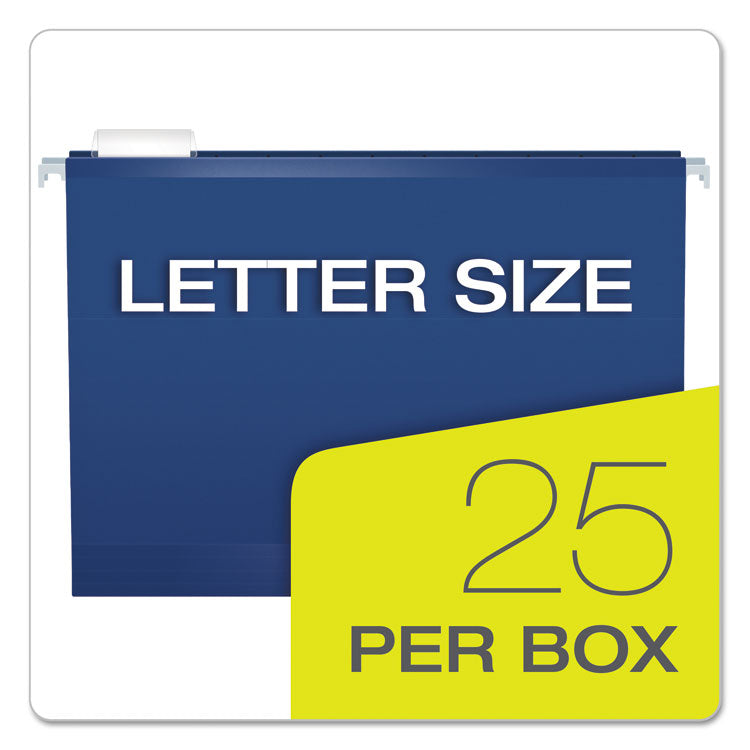 Pendaflex® Colored Reinforced Hanging Folders, Letter Size, 1/5-Cut Tabs, Navy, 25/Box (PFX415215NAV)