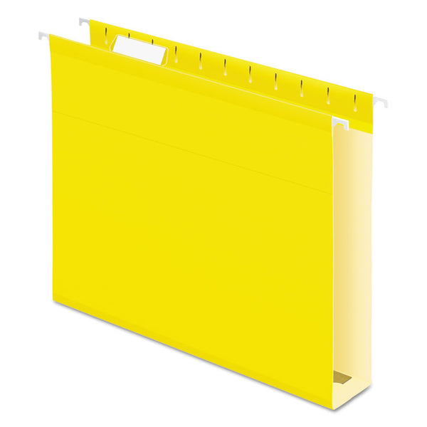 Pendaflex® Extra Capacity Reinforced Hanging File Folders with Box Bottom, 2" Capacity, Letter Size, 1/5-Cut Tabs, Yellow, 25/Box (PFX4152X2YEL) Box of 25