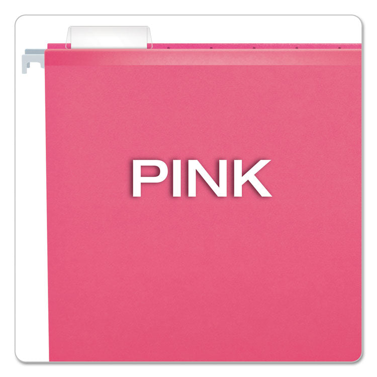 Pendaflex® Colored Reinforced Hanging Folders, Letter Size, 1/5-Cut Tabs, Pink, 25/Box (PFX415215PIN)