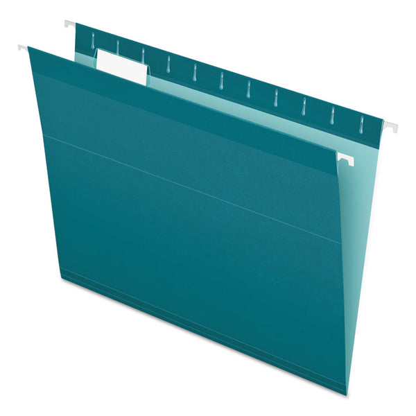 Pendaflex® Colored Reinforced Hanging Folders, Letter Size, 1/5-Cut Tabs, Teal, 25/Box (PFX415215TEA)