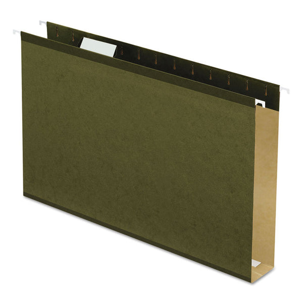 Pendaflex® Extra Capacity Reinforced Hanging File Folders with Box Bottom, 2" Capacity, Legal Size, 1/5-Cut Tabs, Green, 25/Box (PFX4153X2) Box of 25