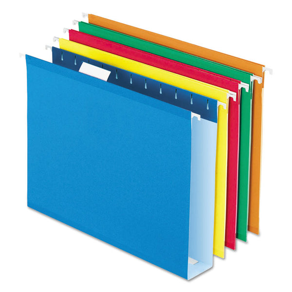 Pendaflex® Extra Capacity Reinforced Hanging File Folders with Box Bottom, 2" Capacity, Letter Size, 1/5-Cut Tab, Assorted Colors,25/BX (PFX4152X2ASST) Box of 25