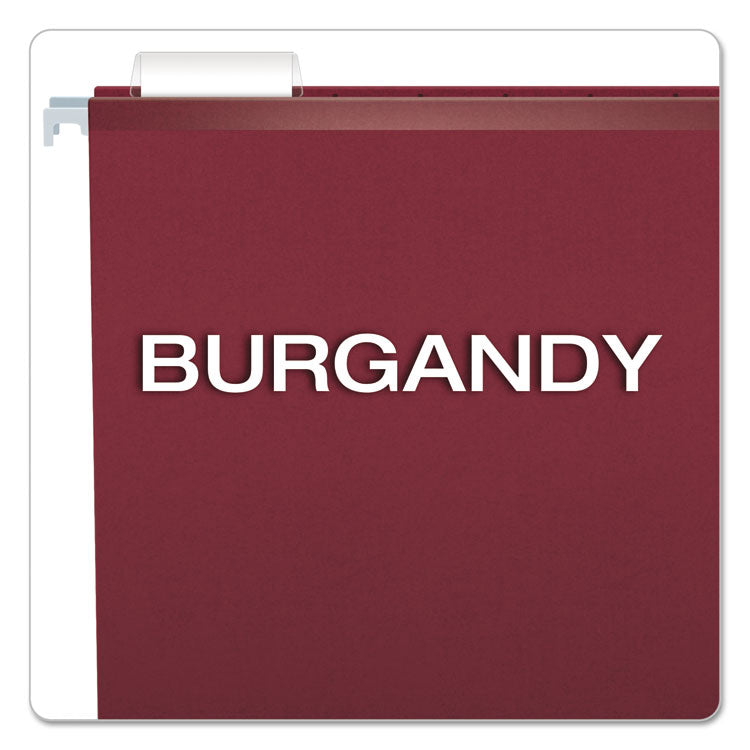 Pendaflex® Colored Reinforced Hanging Folders, Letter Size, 1/5-Cut Tabs, Burgundy, 25/Box (PFX415215BUR)