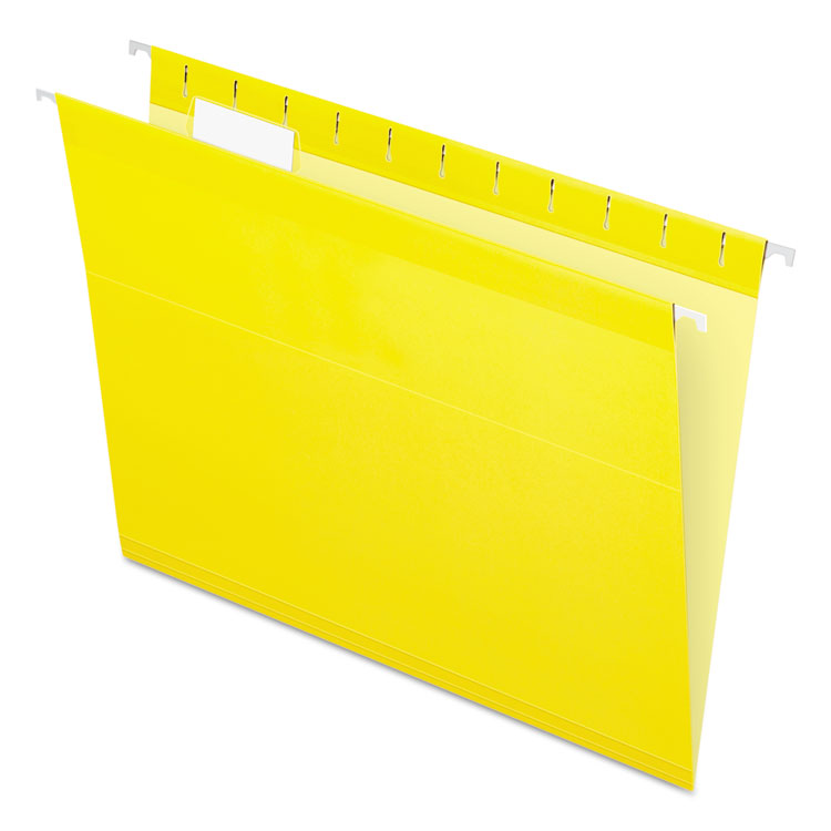 Pendaflex® Colored Reinforced Hanging Folders, Letter Size, 1/5-Cut Tabs, Yellow, 25/Box (PFX415215YEL)