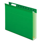 Pendaflex® Extra Capacity Reinforced Hanging File Folders with Box Bottom, 2" Capacity, Letter Size, 1/5-Cut Tabs, Bright Green, 25/Box (PFX4152X2BGR) Box of 25