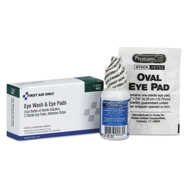 First Aid Only™ Eyewash Set w/Eyepads and Adhesive Strips, 4 Pieces (FAO7009) 1 Kit