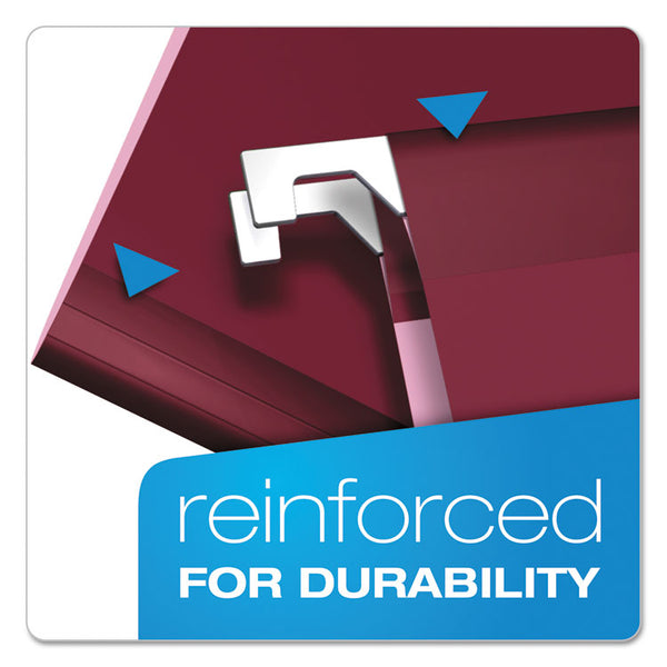 Pendaflex® Colored Reinforced Hanging Folders, Letter Size, 1/5-Cut Tabs, Burgundy, 25/Box (PFX415215BUR) Box of 25