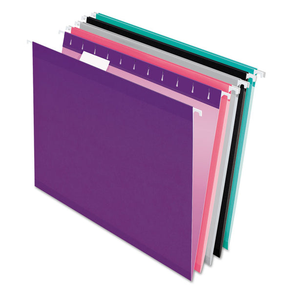 Pendaflex® Colored Reinforced Hanging Folders, Letter Size, 1/5-Cut Tabs, Assorted Bold Colors, 25/Box (PFX415215ASST2) Box of 25