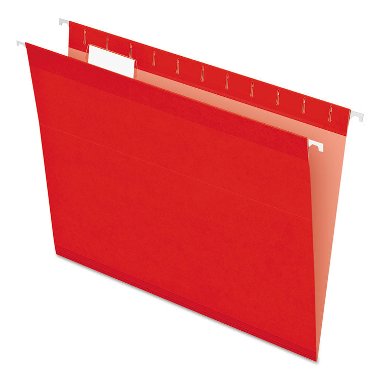 Pendaflex® Colored Reinforced Hanging Folders, Letter Size, 1/5-Cut Tabs, Red, 25/Box (PFX415215RED)