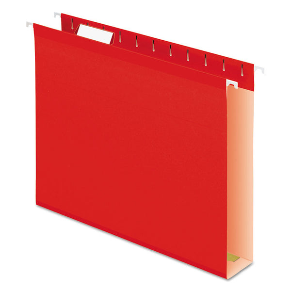 Pendaflex® Extra Capacity Reinforced Hanging File Folders with Box Bottom, 2" Capacity, Letter Size, 1/5-Cut Tabs, Red, 25/Box (PFX4152X2RED) Box of 25