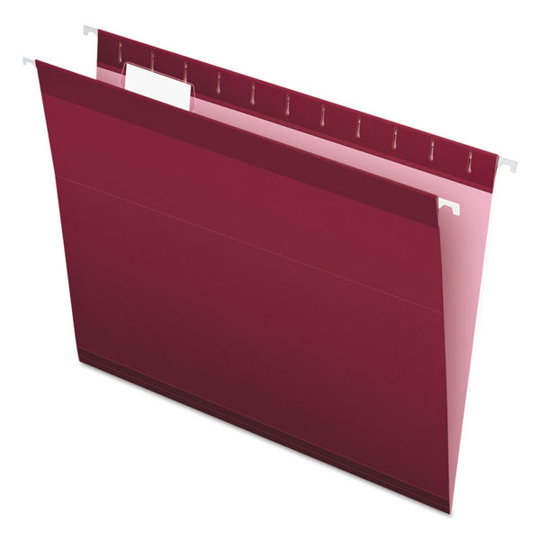 Pendaflex® Colored Reinforced Hanging Folders, Letter Size, 1/5-Cut Tabs, Burgundy, 25/Box (PFX415215BUR) Box of 25