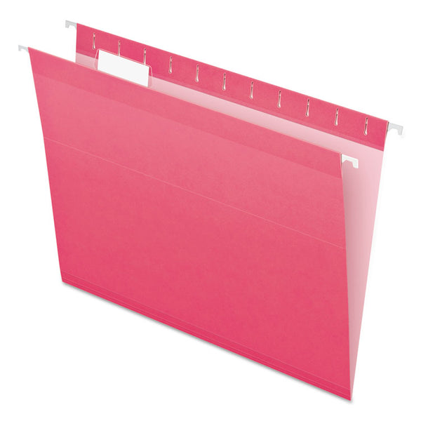 Pendaflex® Colored Reinforced Hanging Folders, Letter Size, 1/5-Cut Tabs, Pink, 25/Box (PFX415215PIN) Box of 25