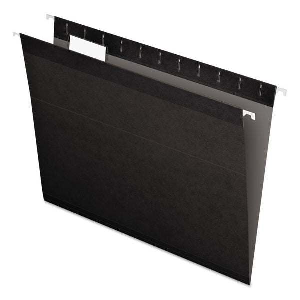 Pendaflex® Colored Reinforced Hanging Folders, Letter Size, 1/5-Cut Tabs, Black, 25/Box (PFX415215BLA) Box of 25