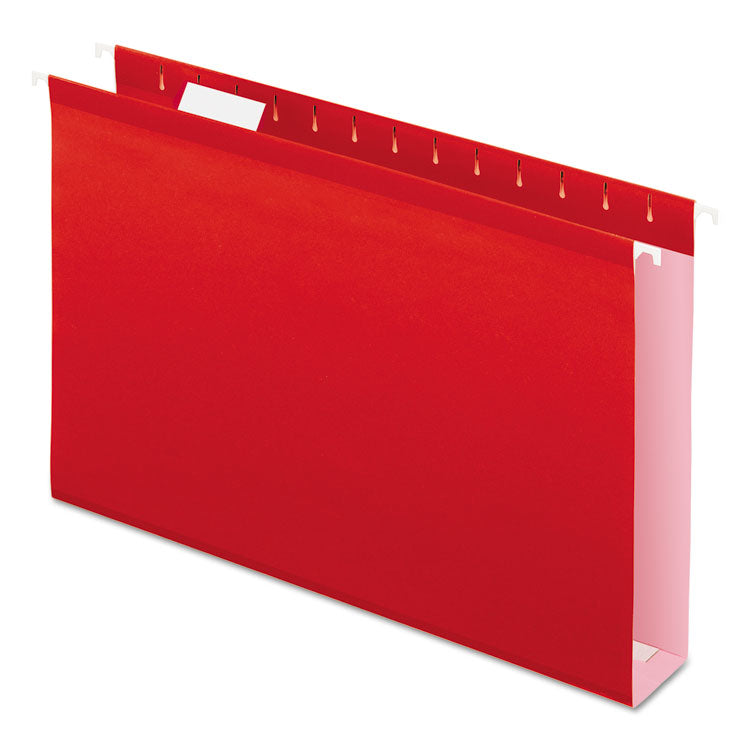 Pendaflex® Extra Capacity Reinforced Hanging File Folders with Box Bottom, 2" Capacity, Legal Size, 1/5-Cut Tabs, Red, 25/Box (PFX4153X2RED) Box of 25