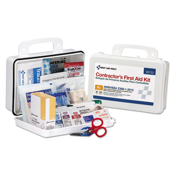 First Aid Only™ Contractor ANSI Class A+ First Aid Kit for 25 People, 128 Pieces, Plastic Case (FAO90753) 1 Kit