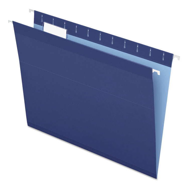 Pendaflex® Colored Reinforced Hanging Folders, Letter Size, 1/5-Cut Tabs, Navy, 25/Box (PFX415215NAV)