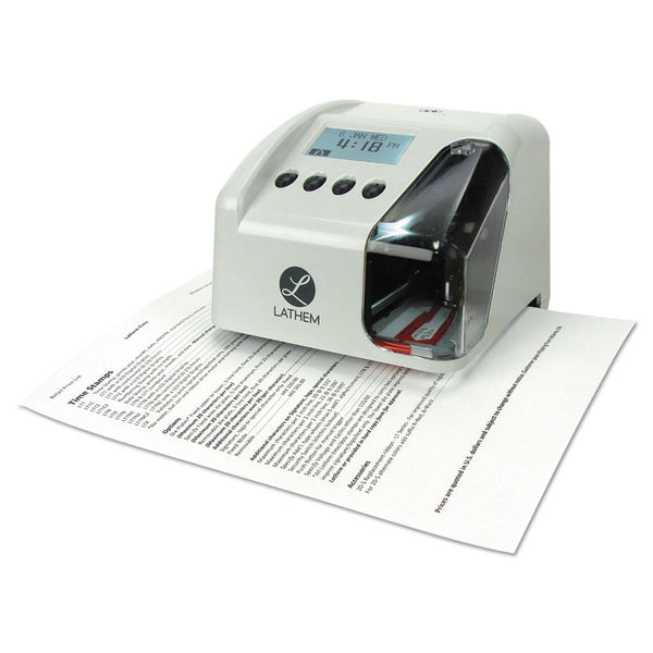 Lathem® Time LT5000 Electronic Time and Date Stamp, Digital Display, Cool Gray (LTHLT5000)