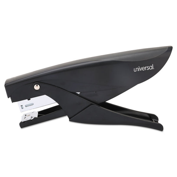 Universal® Deluxe Plier Stapler, 20-Sheet Capacity, 0.25" Staples, 1.75" Throat, Black (UNV43108)