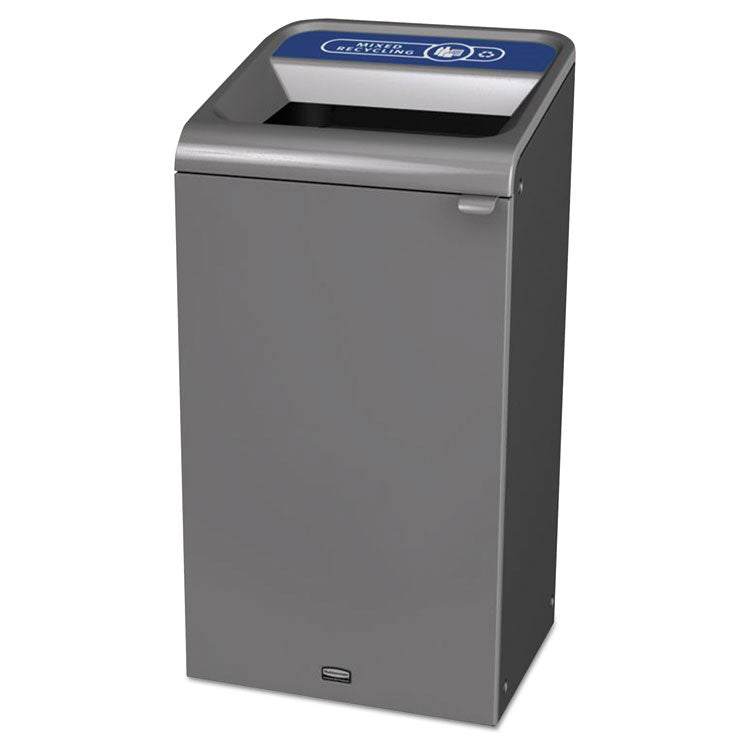 Rubbermaid® Commercial Configure Indoor Recycling Waste Receptacle, Mixed Recycling, 23 gal, Metal, Gray (RCP1961622)