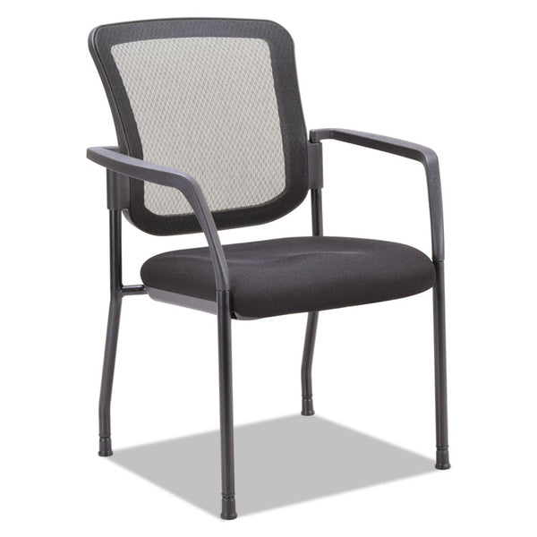 Alera® Alera Mesh Guest Stacking Chair, 26" x 25.6" x 36.2", Black Seat, Black Back, Black Base (ALEEL4314)