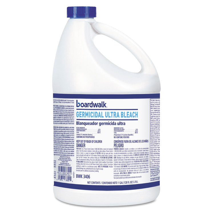 Boardwalk® Ultra Germicidal Bleach, 1 gal Bottle, 6/Carton (BWK3406)