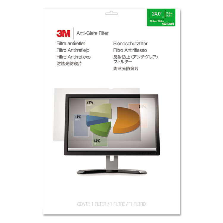 3M™ Antiglare Frameless Filter for 24" Widescreen Flat Panel Monitor, 16:9 Aspect Ratio (MMMAG240W9B)