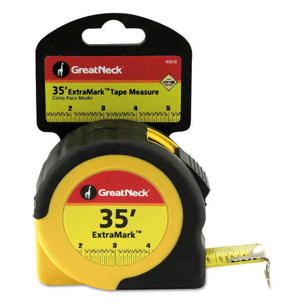 Great Neck® ExtraMark Tape Measure, 1" x 35 ft, Steel, Yellow/Black (GNS95010) Each