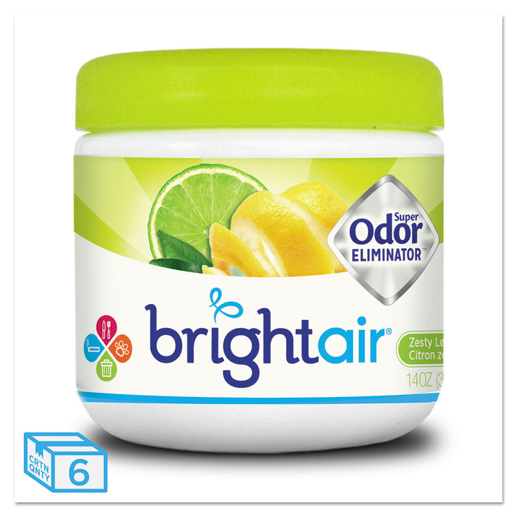 BRIGHT Air® Super Odor Eliminator, Zesty Lemon and Lime, 14 oz Jar, 6/Carton (BRI900248) Case of 6