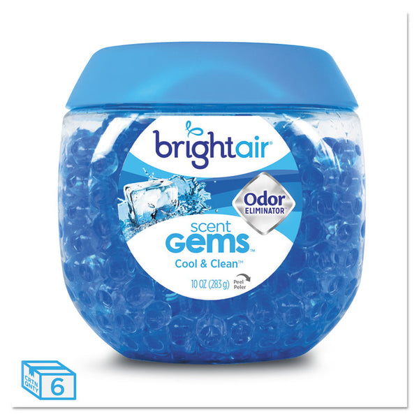 BRIGHT Air® Scent Gems Odor Eliminator, Cool and Clean, Blue, 10 oz Jar, 6/Carton (BRI900228CT) Case of 6