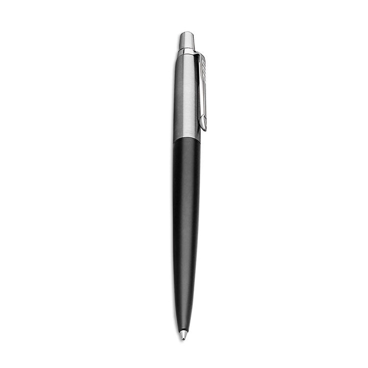 Parker® Jotter Ballpoint Pen, Retractable, Medium 1 mm, Blue Ink, Black/Chrome Barrel (PAR1953184) Each