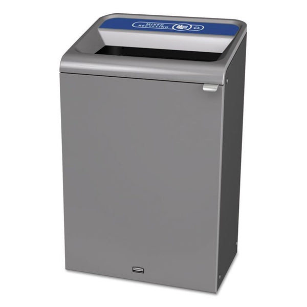 Rubbermaid® Commercial Configure Indoor Recycling Waste Receptacle, Mixed Recycling, 33 gal, Metal, Gray (RCP1961629) Each