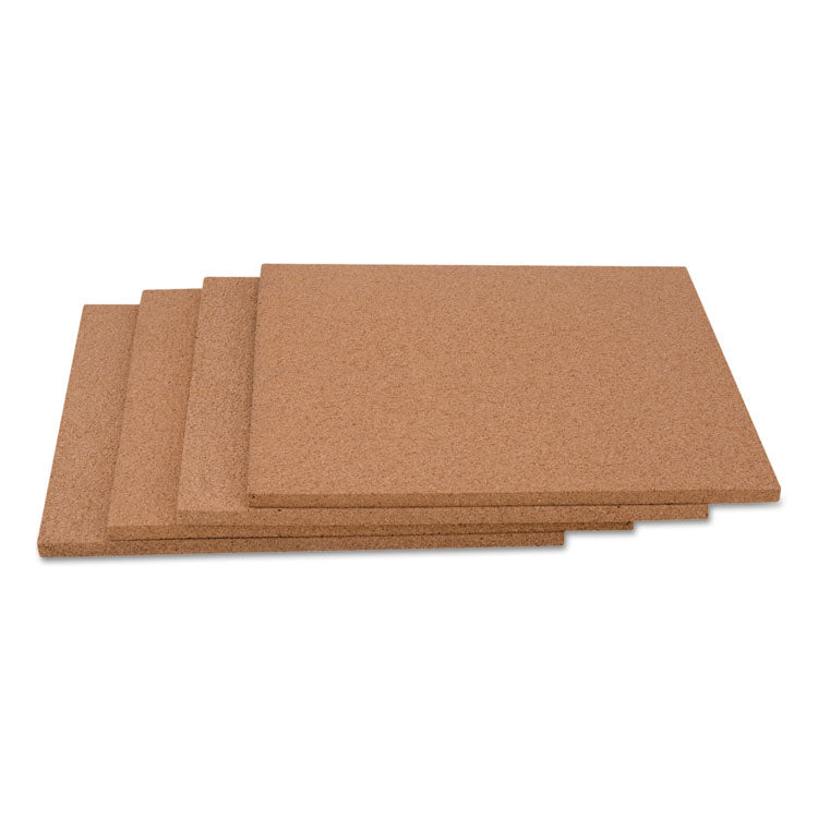 Universal® Cork Tile Panels, 12 x 12, Brown Surface, 4/Pack (UNV43404)