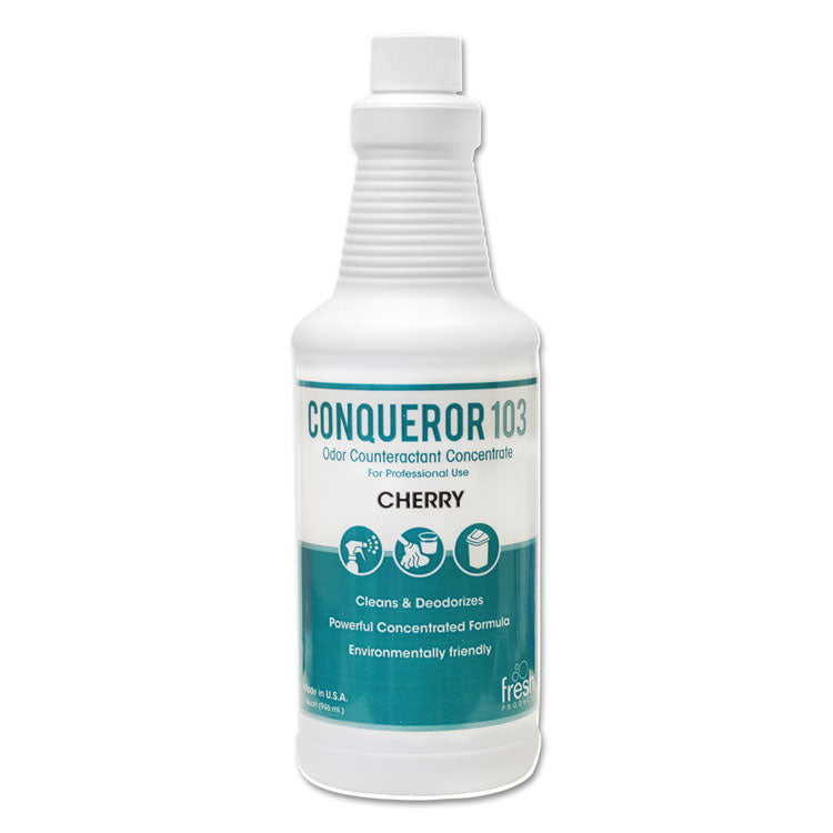Fresh Products Conqueror 103 Odor Counteractant Concentrate, Cherry, 32 oz Bottle, 12/Carton (FRS1232WBCH) Case of 12