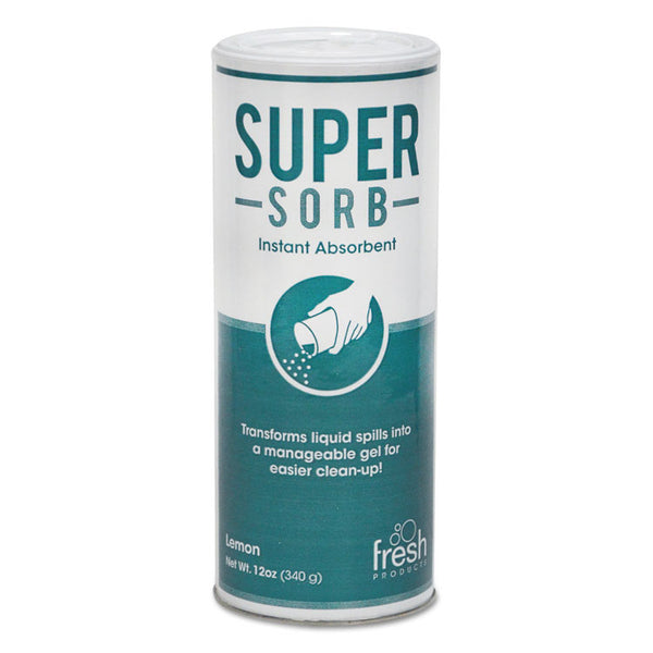 Fresh Products Super-Sorb Liquid Spill Absorbent, Lemon Scent, 720 oz, 12 oz Shaker Can, 6/Box (FRS614SSBX) Case of 6