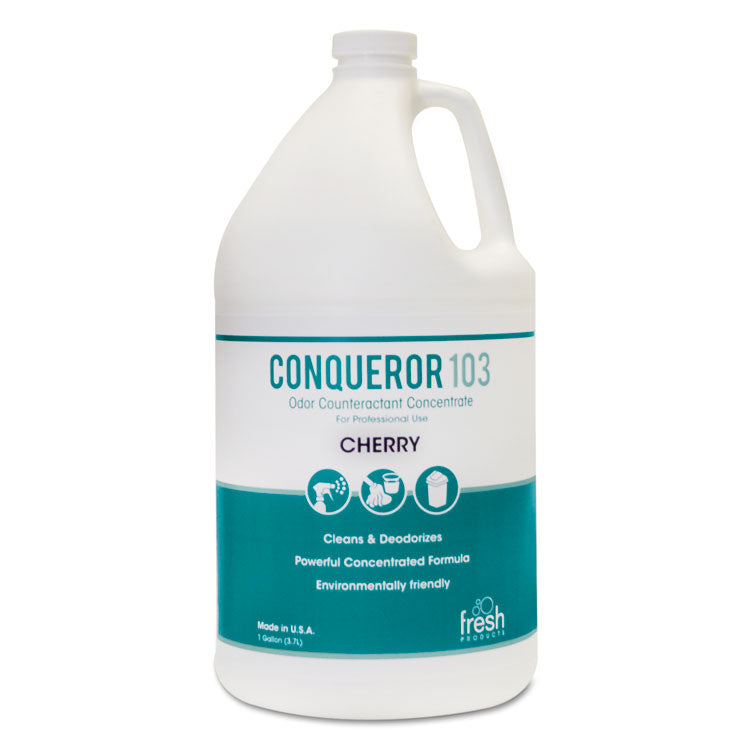 Fresh Products Conqueror 103 Odor Counteractant Concentrate, Cherry, 1 gal Bottle, 4/Carton (FRS1WBCHCT) Carton of 4