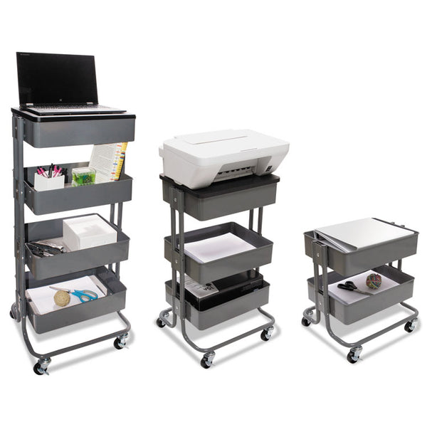 Vertiflex® Adjustable Multi-Use Storage Cart and Stand-Up Workstation, 15.25" x 11" x 18.5" to 39", Gray (VRTVF51025)