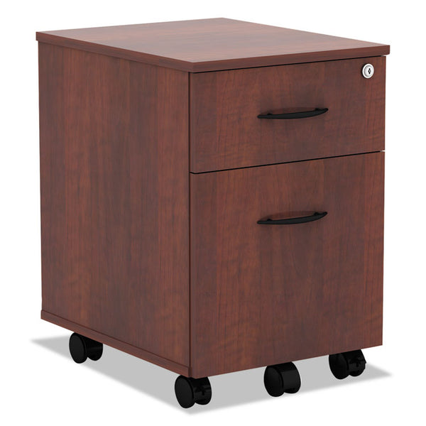 Alera® Alera Valencia Series Mobile Pedestal, Left/Right, 2-Drawers: Box/File, Legal/Letter, Medium Cherry, 15.88" x 19.13" x 22.88" (ALEVABFMC)