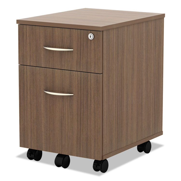 Alera® Alera Valencia Series Mobile Pedestal, Left/Right, 2-Drawers: Box/File, Legal/Letter, Modern Walnut, 15.88" x 19.13" x 22.88" (ALEVABFWA)